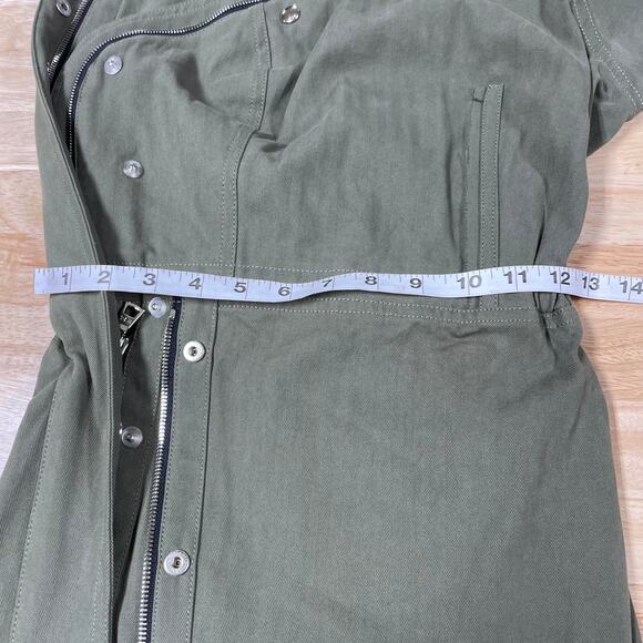 RTA NWT Sivan One Shoulder Mini Dress Size XS Tomboy Green Zipper Accent Button - Picture 8 of 11